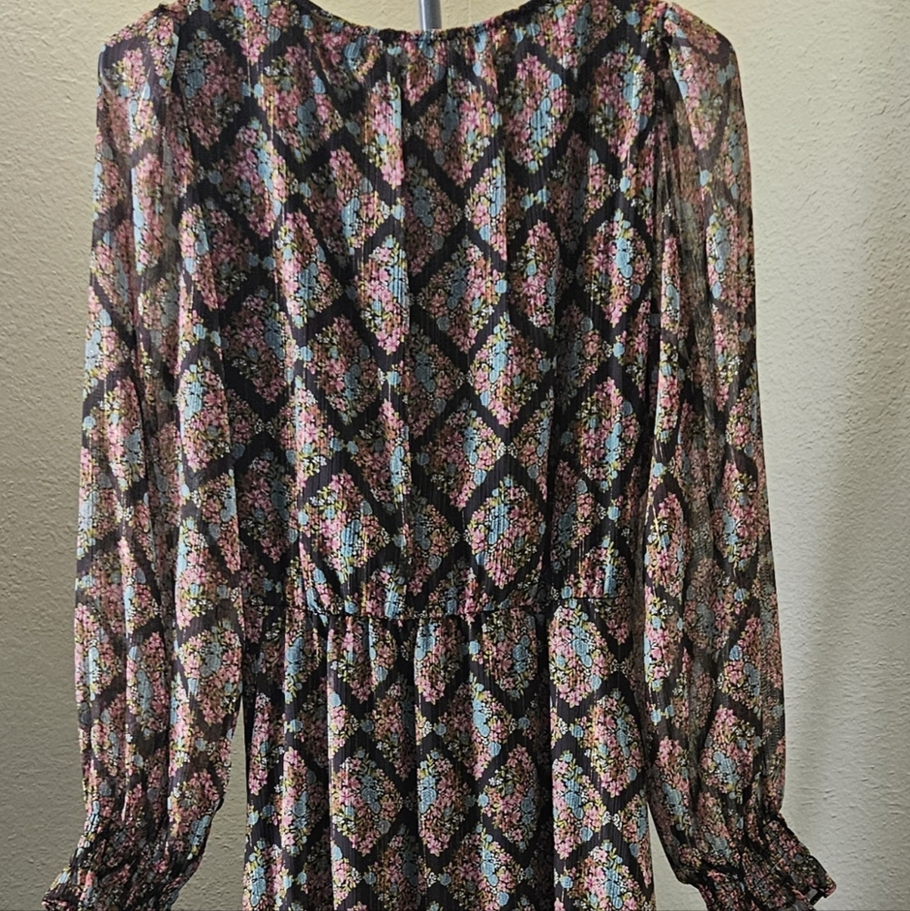 LC Lauren Conrad Black and White Bishop Sleeve Sundress